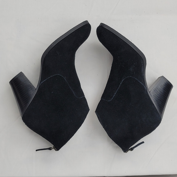 Tesori Black Suede Leather Block Heels Annkle Boots size 7.5 - Picture 5 of 7